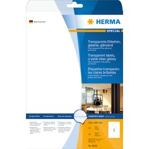Etiketter HERMA Krystalklar 210,0X297,0 (25)