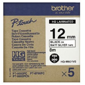 HG tape 12mm black on matt silver (5)