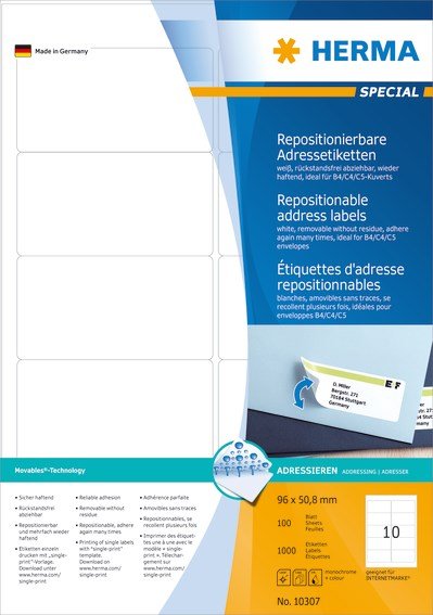 Herma etiket aftagelig 96x50,8 (1000)