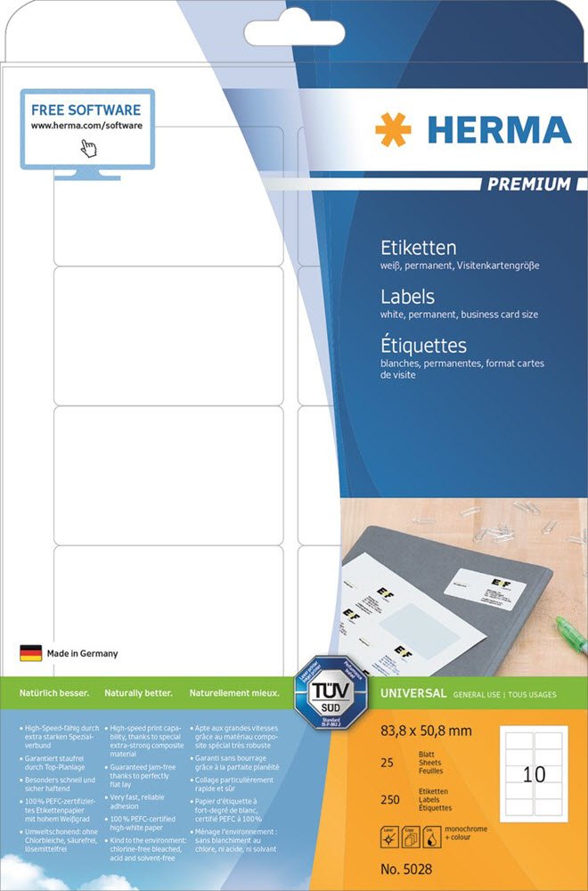 Herma labels 83,8x50,8 hvide 25 ark