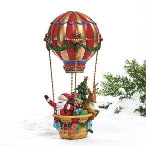 Luftballon, poly., med julemand og rensdyr 42x18cm