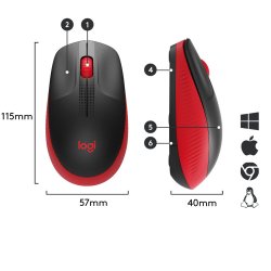 M190 Full-size wireless mouse, Red