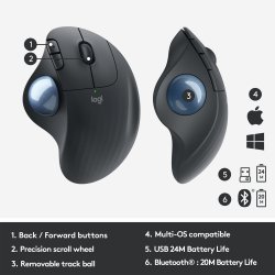 M575 ERGO Trackball, Graphite