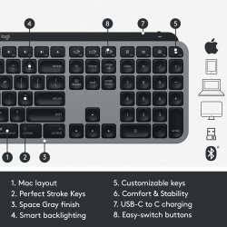 MX Keys for Mac Wireless Illum. Keyb. Space Grey