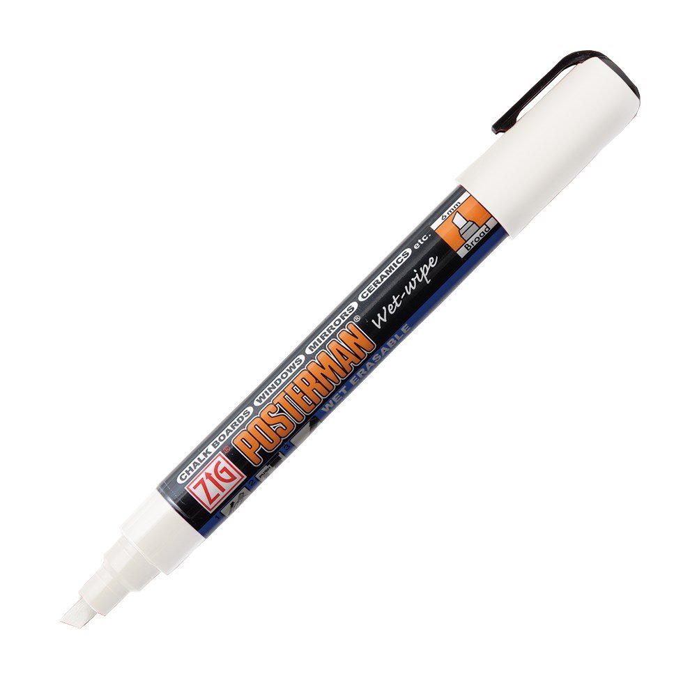Marker ZIG Posterman wet-wipe 6mm hvid