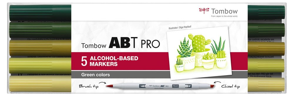 Marker alcohol ABT PRO Dual Brush 5P-5 Green  (5)