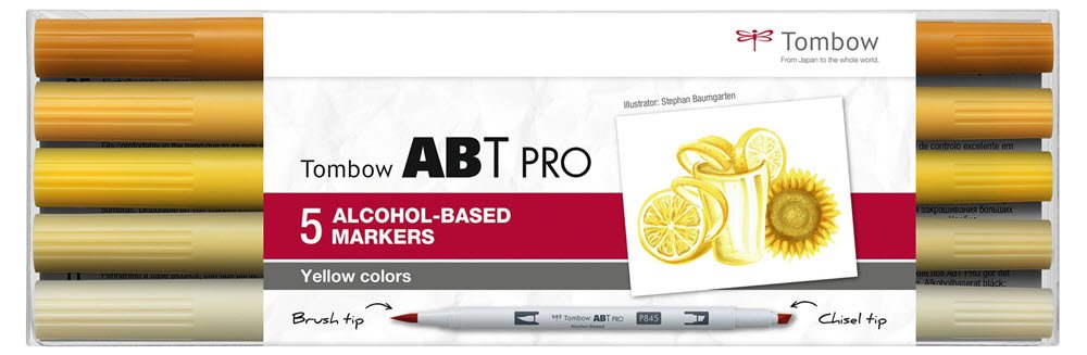 Marker alcohol ABT PRO Dual Brush 5P-5 Yellow  (5)
