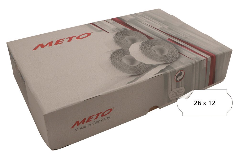 Meto etiket aftag 26x12 hvid (36rl/1500)