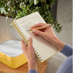 Notesblok Cosy spiral L linj 80 ark 100g gul