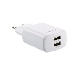 PNY Dual Wall Charger, White