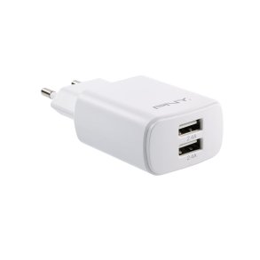 PNY Dual Wall Charger, White
