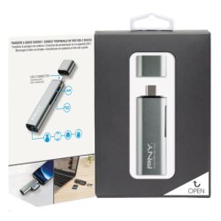 PNY USB-C Card Reader - USB Adapter, Grey