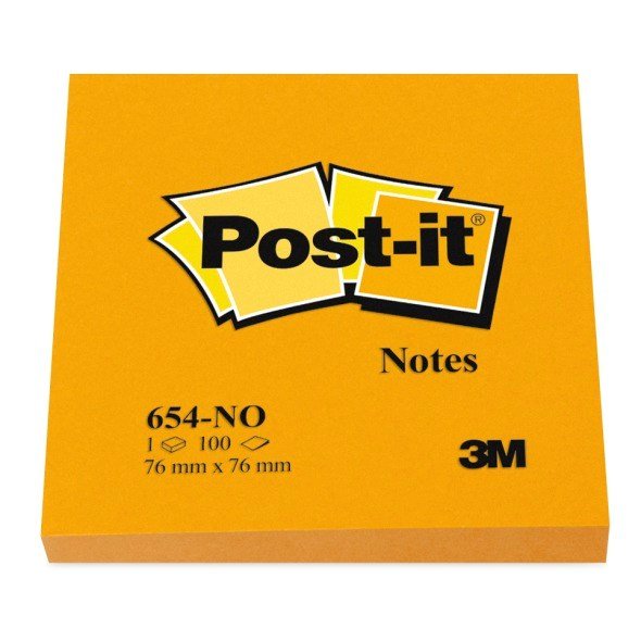 Post-it 654 76x76 Neon Orange 6stk