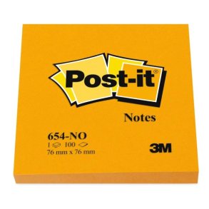 Post-it 654 76x76 Neon Orange 6stk