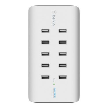 RockStar 10-Port USB Charging Station, White