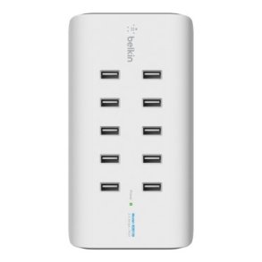 RockStar 10-Port USB Charging Station, White