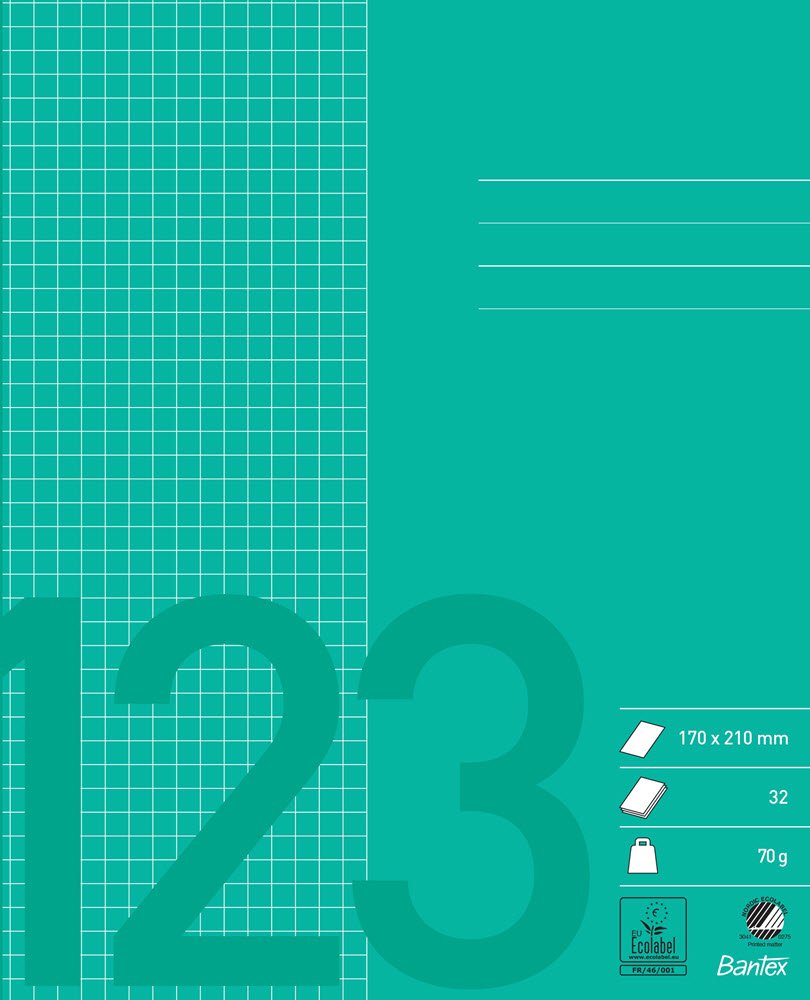 Skolehfte 17x21 kvadreret 5x5 32 blade grsgrn