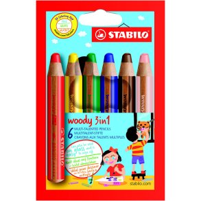 Stabilo Woody 3 i 1 st, 6stk