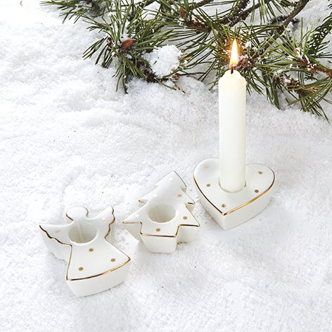 Stage porceln hvid med gulddekoration 20mm lys