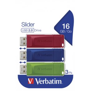 Store ´N´ Go Slider USB Drive 16GB Red/Blue/Green