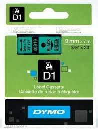 Tape D1 9mmx7m black/green