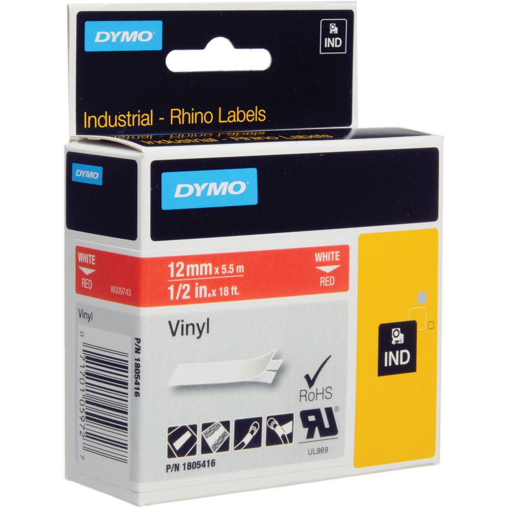 Tape Rhino 12mmx5,5m colour vinyl hvid p rd