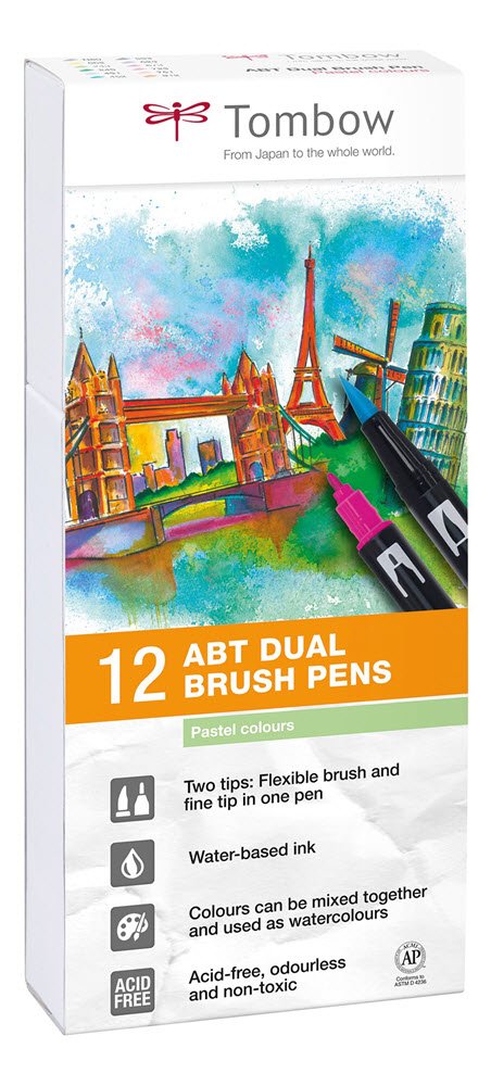 Tombow ABT Dual Brush 12P-2 Pastel farver