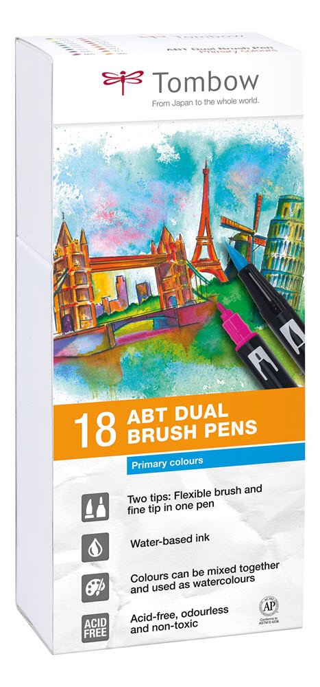 Tombow ABT Dual Brush 18P-1 primrfarver