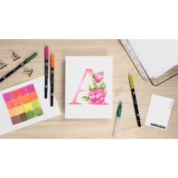 Tombow Watercoloring Canvas set Floral Letters