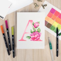 Tombow Watercoloring Canvas set Floral Letters
