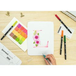 Tombow Watercoloring Canvas set Floral Letters