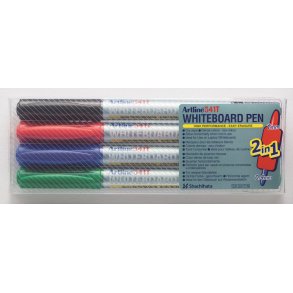 Whiteboardpenna Artline 541T 2i1 4/set