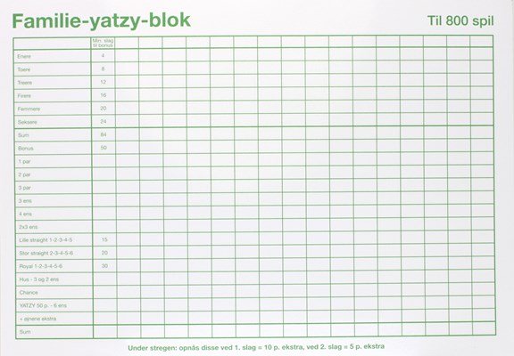 Yatzy Blok A5 Familie 3stk