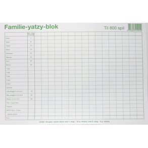 Yatzy Blok Familie 6 Terninger
