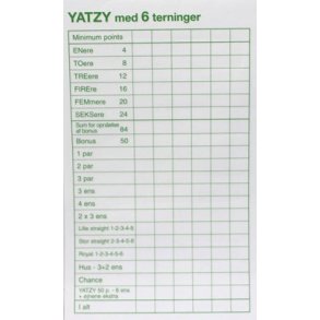Yatzy blokke Til 6 Tern 3stk