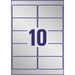 Avery strke Polyester etiket 96x50,8mm slv (200)