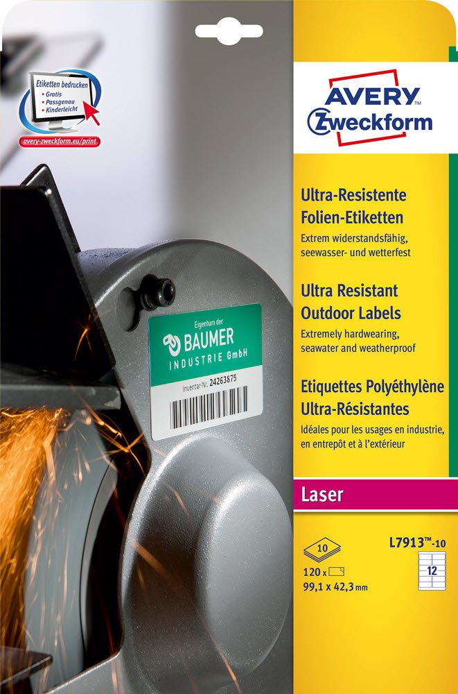 Avery ultra resistente strkbare etiket 99,1x42,3