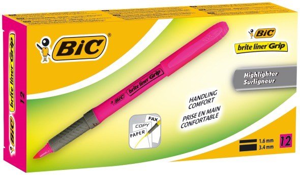 BIC overstregningspen Brite Liner Grip pink