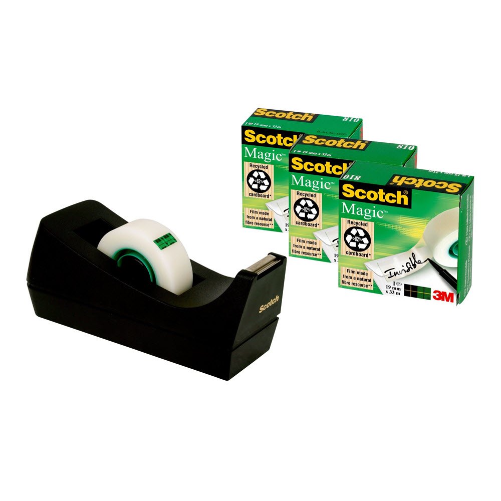 borddispenser sort+3rl tape 19mmx33m