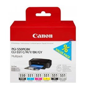 Canon 550/551 PGBK/C/M/Y/BK/GY multi pack