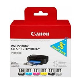 Canon 550/551 PGBK/C/M/Y/BK/GY multi pack