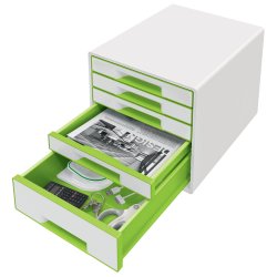 Desk cube WOW m/5-skuffer hvid/grn