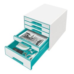 Desk cube WOW m/5-skuffer hvid/isbl