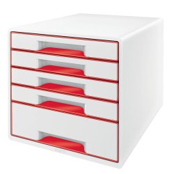Desk Cube WOW m/5-skuffer hvid/rd