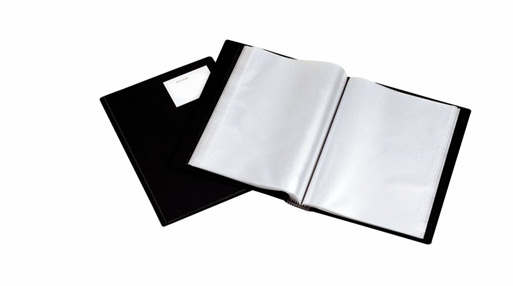 Displaybog m/hrde bindsider A4 24 lom sort&nbsp;