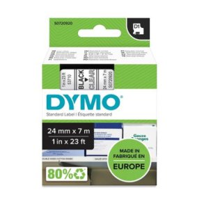 Dymo tape 24mm sort-klar