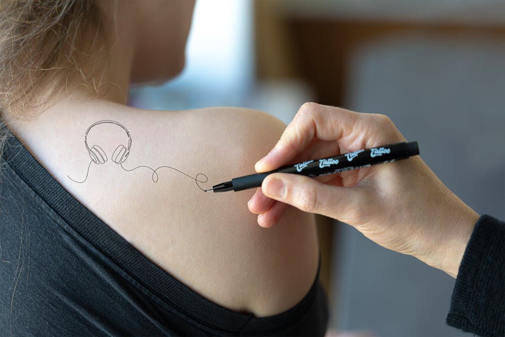 EFA Tatto marker Oneline skabelon + 4 farver