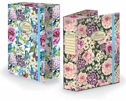 Pigna Dokumentbox Med Elastik m. blomster 7 cm