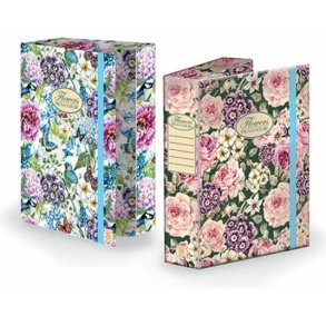 Pigna Dokumentbox Med Elastik m. blomster 7 cm