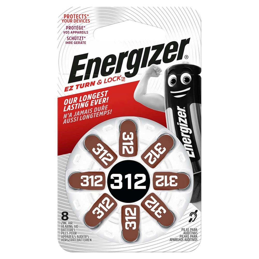 Energizer Hearing Aid Zinc Air 312 Battery, 8 pack